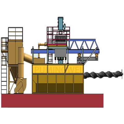 Máquina de inyección de gases de escape con mandril retráctil de posición única