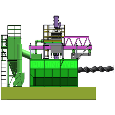 Máquina de inyección de gases de escape con mandril retráctil de posición única