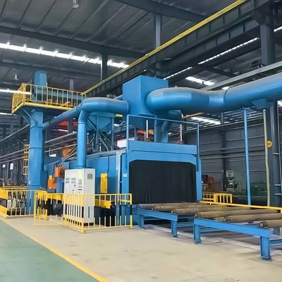 4*11kw Cabeza de impulsor Convector de rodillos de potencia Máquina de soplado por disparo para el desbaste de chapa de acero