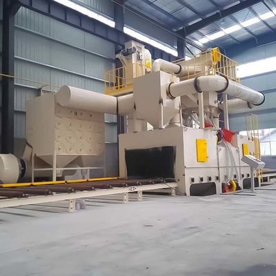 4*11kw Cabeza de impulsor Convector de rodillos de potencia Máquina de soplado por disparo para el desbaste de chapa de acero