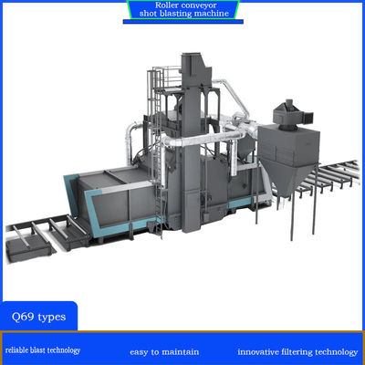 Máquina de blastado por disparo de transporte de rodillos de 800 mm con 4 * 11kw de potencia de la cabeza del impulsor y una