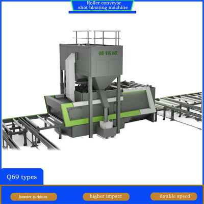 Potente cabeza de empuje 4 * 11kw transportador de rodillos máquina de inyección de explosión para aceros de perfil