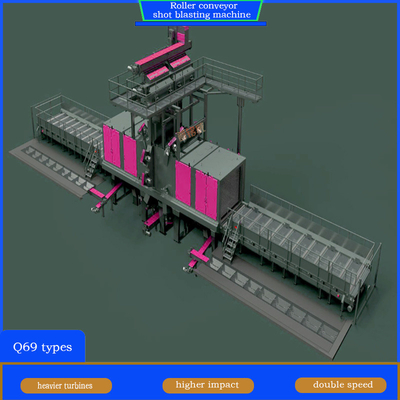 Potencia de la cabeza del impulsor 4 * 11kw transportador de rodillos máquina de reventado de tiro para la eliminación de la escala de molino