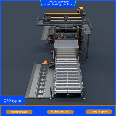Limpieza de la superficie de la pieza de trabajo, transportador de rodillos, máquina de reventado con sistema automático de pintura
