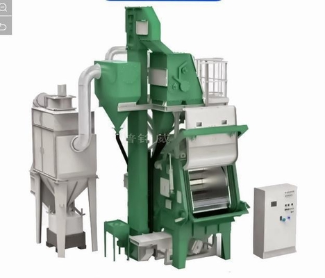 Máquina de abrasivo rotativo con cinturón de caucho para el tratamiento de superficies metálicas