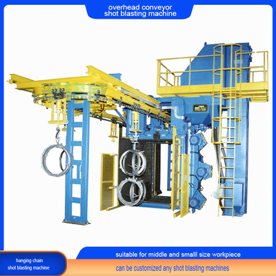 Limpieza crítica 20t Perfect Overhead Chain Conveyor Shot Blasting Machine con gancho
