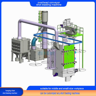 Limpieza crítica 20t Perfect Overhead Chain Conveyor Shot Blasting Machine con gancho