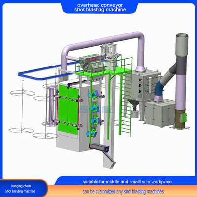 Limpieza crítica 20t Perfect Overhead Chain Conveyor Shot Blasting Machine con gancho