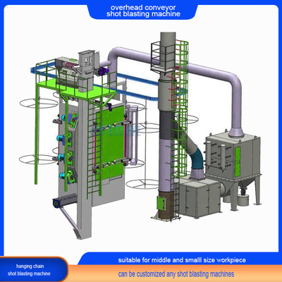 Limpieza crítica 20t Perfect Overhead Chain Conveyor Shot Blasting Machine con gancho