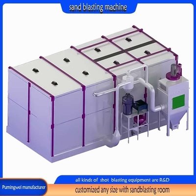 Máquina de limpieza de cabina de arena de gran tamaño de la serie PMW hecha en Pumingwei