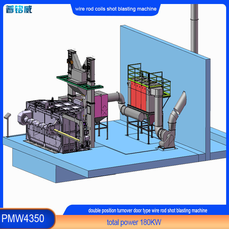 30 Kw Single Blast Wheel Wire Rod Coil Shot Blasting Machine con opciones personalizables para el uso en el mercado